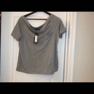 Gray off the shoulder top.
